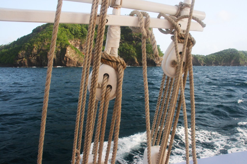 The Friendship Rose is all wood, canvas and rope. A sailing trip into the past. 